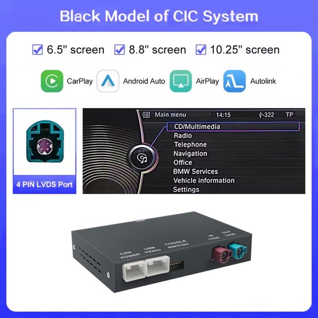 AUTOABC Wireless CarPlay & Android Auto Decoder for BMW 5/7 Series (F10 F11 F07 GT F01-F04) 2009-2016 | MirrorLink Support | Plug & Play | Retains OEM Controls