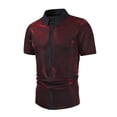 thumbnail image 2 of Pisexur T Shirts for Man , Chemise à Paillettes de Costume de Performance Tendance pour Homme, Chemise Haut à Manches Courtes Brillante à Col Rabattu Rouge, P Chemises de Golf Hommes et Chemises pour Hommes, 2 of 8