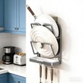 thumbnail image 4 of Grey S Iron Pot Lid Rack No Hole Wall Mounted Kitchen Shelf Cutting Board Holder Chopping Board Bracket Organizer Grey Color Small Size 7.87X3.54X9.06 Inches, 4 of 6