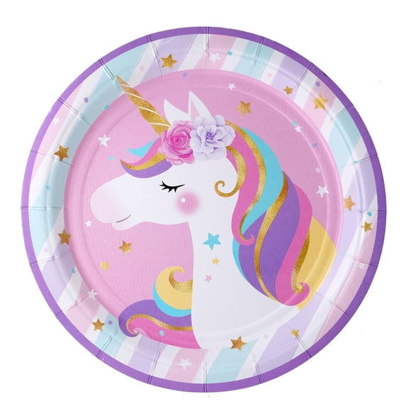 Assiettes en papier licorne 7"