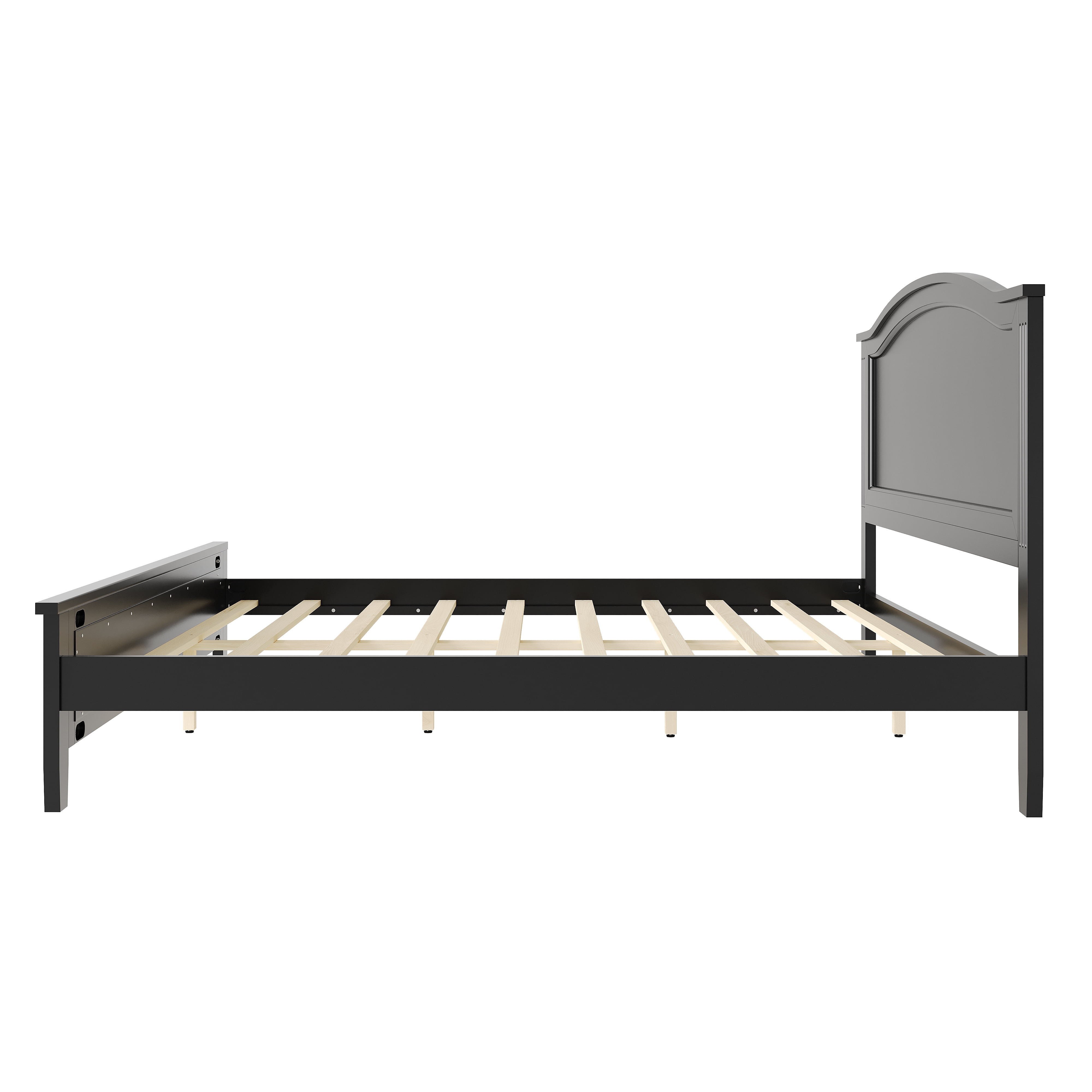 Noble House Full Platform Bed with Headboard,Wooden Slat Support Legs,No Box Spring Needed,Black