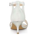 thumbnail image 3 of BLISSFUL STEP Women's Stiletto Kitten Heels White Glitter Heel Sandals 7.5 M US, 3 of 6