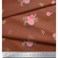 thumbnail image 3 of Soimoi Tissu en Poly Georgette Orange Imprimé Feuilles & Fleurs Roses Tissu au Mètre 52 Pouces de Large, 3 of 3