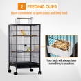 thumbnail image 2 of GloryStar 40" Wrought Iron Parrot Cage with Openable Play Top, Rolling Stand, Slide-Out Tray, Feeders, and Detachable Structure for Small and Medium Birds, 2 of 8