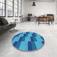 thumbnail image 4 of Ahgly Company Tapis d'Intérieur Lavable en Machine Carré Bleu Transitionnel, 3 Pieds Carré, 4 of 7
