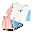 thumbnail image 3 of Hiiyo Big Girls Clothes Outfits Color Block Short Sleeve Top and Shorts Set, 3 of 4