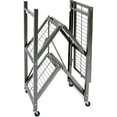 thumbnail image 3 of Origami R3 General Purpose Foldable 3-Tiered Shelf Storage Rack & Wheels, Pewter, 3 of 7