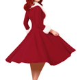 thumbnail image 4 of 2025 Robe Longue de Noël pour Femmes à Manches, Col en Fourrure, Robes Décontractées pour Femmes, Décolleté Plongeant, Tempérament, 4 of 7