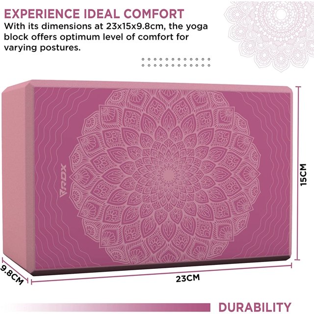 RDX Yoga Block Set, Non-Slip High-Density Eva Foam Brick for Pilates Flexibility Body Balance, Easy Grip Surface for Stability Strength Training Deepen Poses Exercise Office Home Gym, 23x15x9.8CM