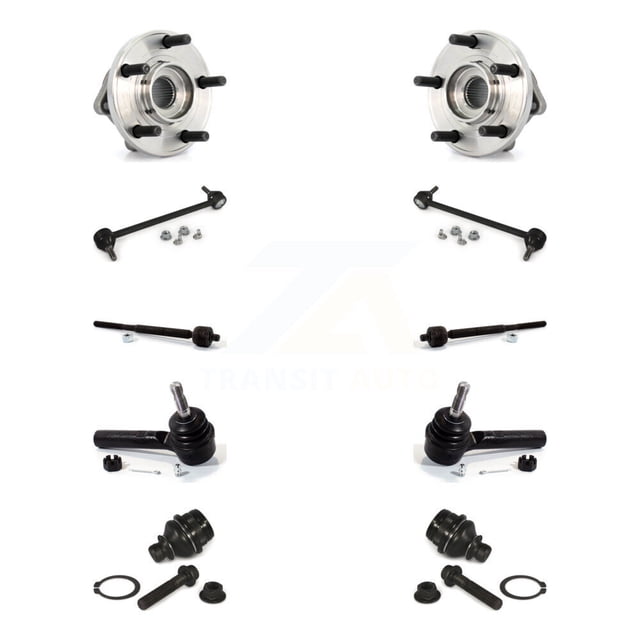 Transit Auto Kit de Roulement de Moyeu avant Rotule Inférieure, Tige Intérieure Extérieure et Barre Stabilisatrice (10 Pcs) pour Voiture 2009 Dodge Caliber - Côté Gauche Droit (Conducteur Passager) K77-102076