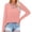 Pink1, variant on Lmnyox Long Sleeve Casual Tee for Women Loose Criss Cross V Neck Trendy T Shirt Fashion Basic Plain Shirts