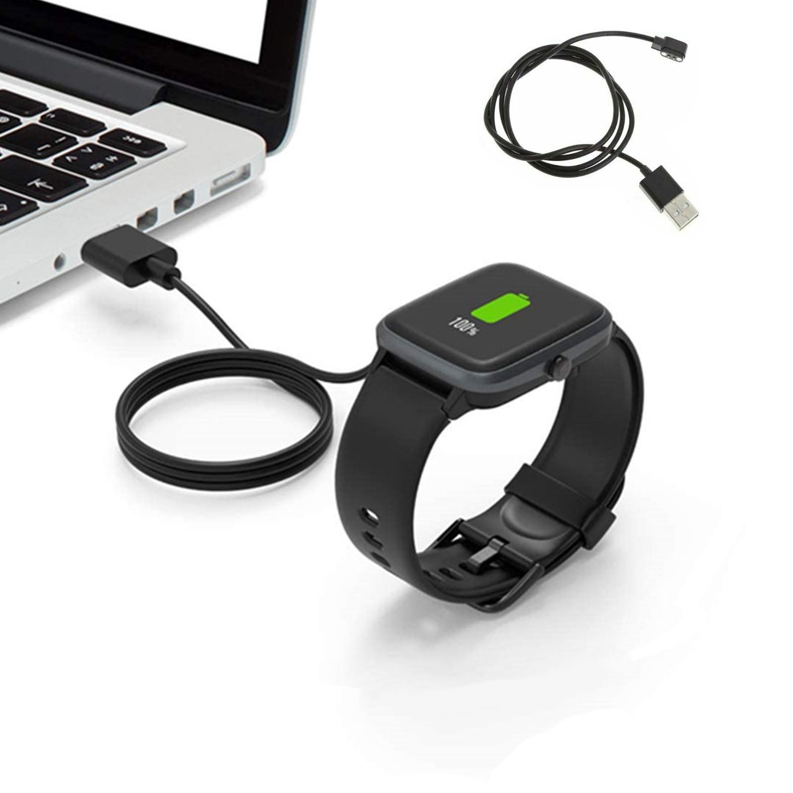 Magnetic Charger Cable for Smart Watch, Staron 2-Pin 2.84mm Spacing Charging Cable with Magnetic Plug, Portable USB Charging Cord for Home Office Travel 60cm