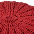 thumbnail image 4 of Simpli Home Shelby Pouf Rond Bohème en Tricot à la Main en Coton Rouge Bonbon, 4 of 5