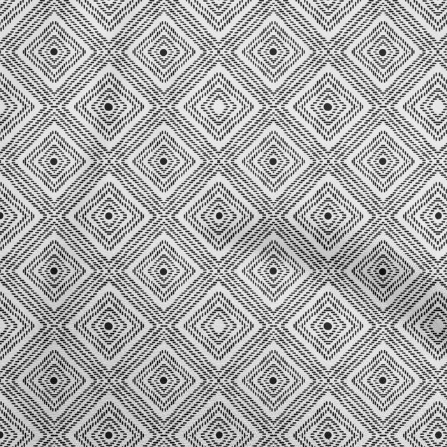 oneOone Rayon Black Fabric Geometric Craft Projects Decor Fabric Printed By The Yard 56 Inch Wide