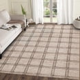 thumbnail image 2 of Washable Checkered 9x12 Living Room Rugs, Ultra Thin Non Slip Geometric Area Rug for Bedroom Dining Room, Low Pile Stain Resistant Farmhouse Throw Carpet for Home Office, Taupe, 2 of 8