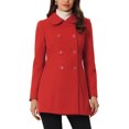 thumbnail image 1 of INSPIRE CHIC Manteau Caban Long d'Hiver à Double Boutonnage pour Femme à Col Peter Pan m Rouge, 1 of 6