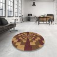 thumbnail image 4 of Ahgly Company Tapis Rond Lavable en Machine Intérieur Transitionnel Orange, 3 Pieds Rond, 4 of 7