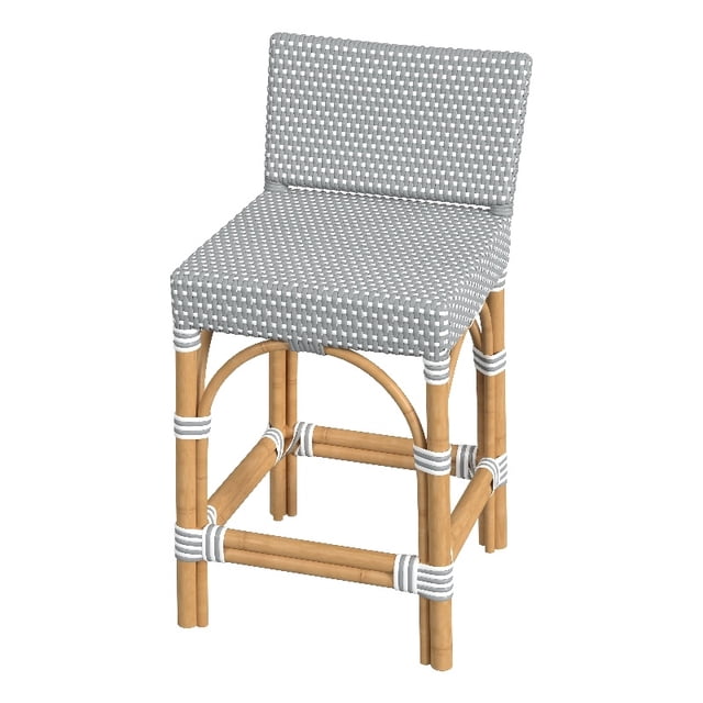 Butler Specialty Tabouret de Comptoir en Rotin Bas 24,5 Pouces - Gris/blanc