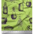thumbnail image 1 of Soimoi Green Poly Georgette Fabric Lavender,Bottle & Mortar And Pestle Kitchen Decor Fabric Printed Yard 52 Inch Wide, 1 of 3