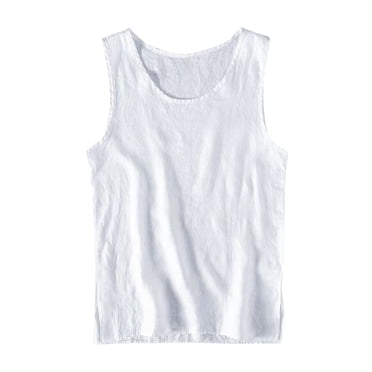 Débardeur Rétro d'Été en Lin pour Homme - Ample Décontracté, Mince et Respirant, Polyester - T-Shirt Sans Manches, M-XXXXXL, Buste 108-132 cm