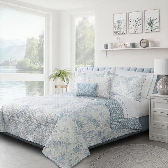 Safdie & Co. Quilt 3PC Set DQ Transitions Dream Blue