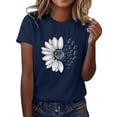 thumbnail image 1 of T-Shirt d'Été Tournesol pour Femmes Grande Taille Blouse Ample Manches Courtes Graphique Décontractée Polyester, 1 of 4