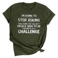 thumbnail image 2 of RXIRUCGD Hauts de Sortie pour Femmes Mode Été Décontracté Col Rond Imprimé Lettre Manches Courtes T-Shirt Chemises Femmes Vert, 2 of 8