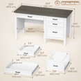 thumbnail image 3 of HOMCOM 54" Farmhouse Executive Desk, Computer Desk with Drawers, White, 3 of 10