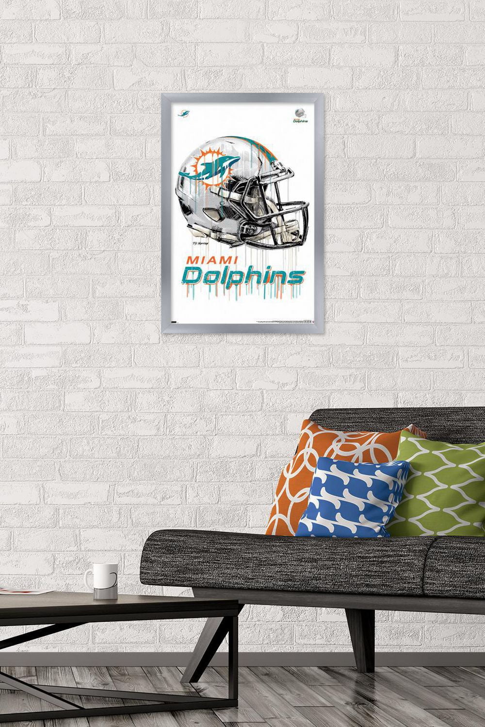 NFL Miami Dolphins - Drip Helmet 20 Wall Poster with Magnetic Frame