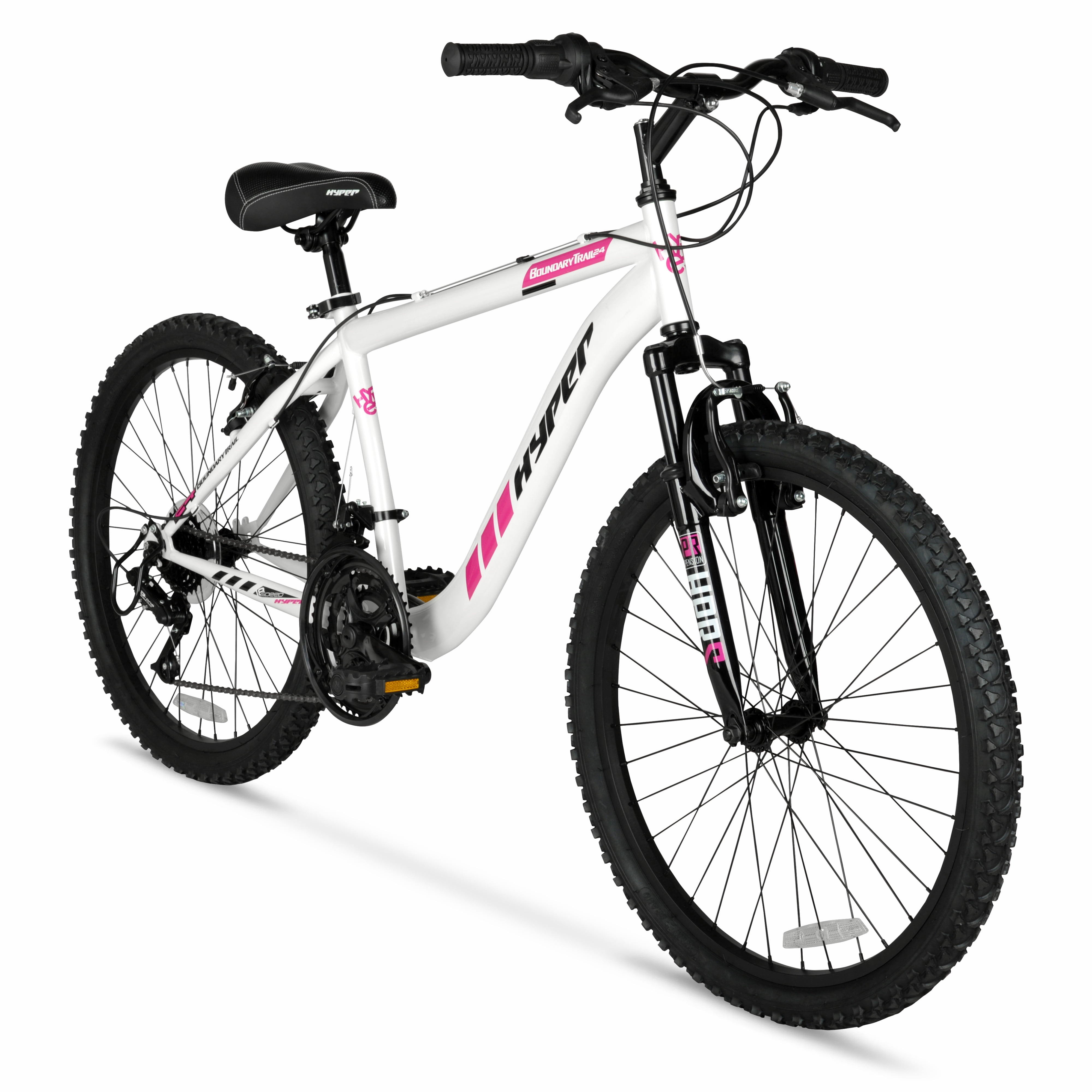 Hyper Bicycles 24” Girl’s Boundary Mountain Bike, White and Pink