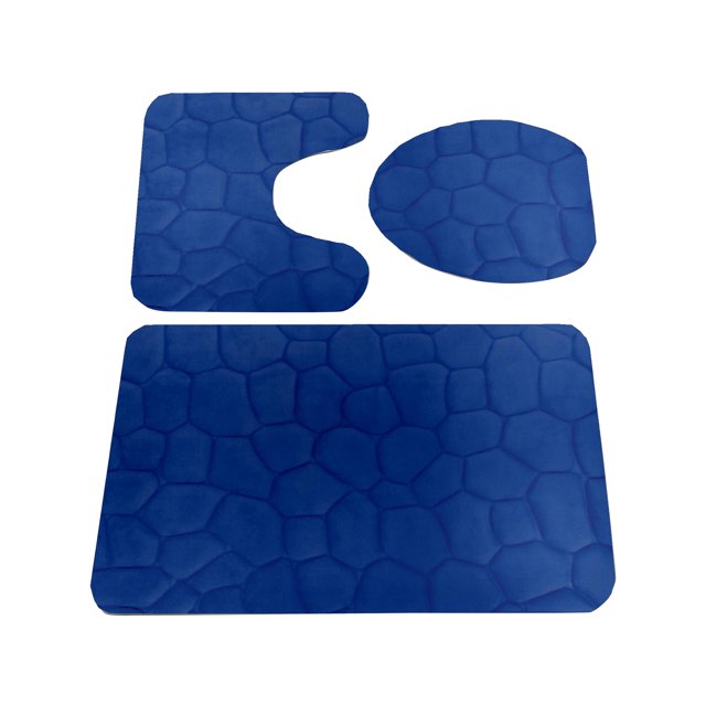 Clearance 3 Piece Rock Memory Foam Bathroom Mat Set Flannel Embossed Rug Mat Toilet Lid Cover 19 Toilet Mat U Shape