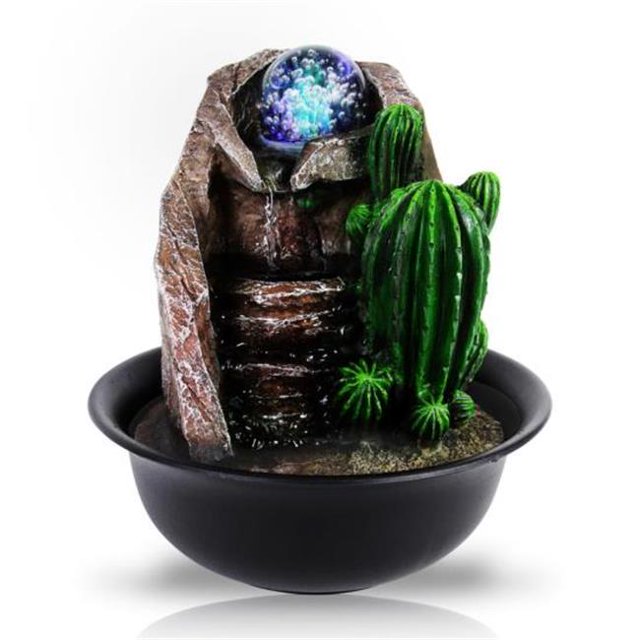 SereneLife SLTWF65LED Décoration de Fontaine d'Eau de Table avec LED