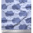 thumbnail image 1 of Soimoi Blue Poly Georgette Fabric Rainy Cloud Nature Fabric Prints By Yard 52 Inch Wide, 1 of 3