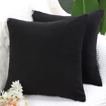 REGALWOVEN Housses de Coussin en Toile de Coton, Lot de 2, Housses de Coussin Unies pour Déco, 18"x18 Pouces Noir