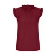 thumbnail image 3 of Timegard Tank Tops for Women Crew Neck Ruffle Sleeve Ruched Solid Color Comfy Work Casual Tunic Tops, 3 of 5