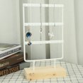 thumbnail image 3 of 36 Holes Metal Jewelry Storage Rack Display Stand Earrings Necklace Organizer with Wood Base Tidy and Orderly, 3 of 8