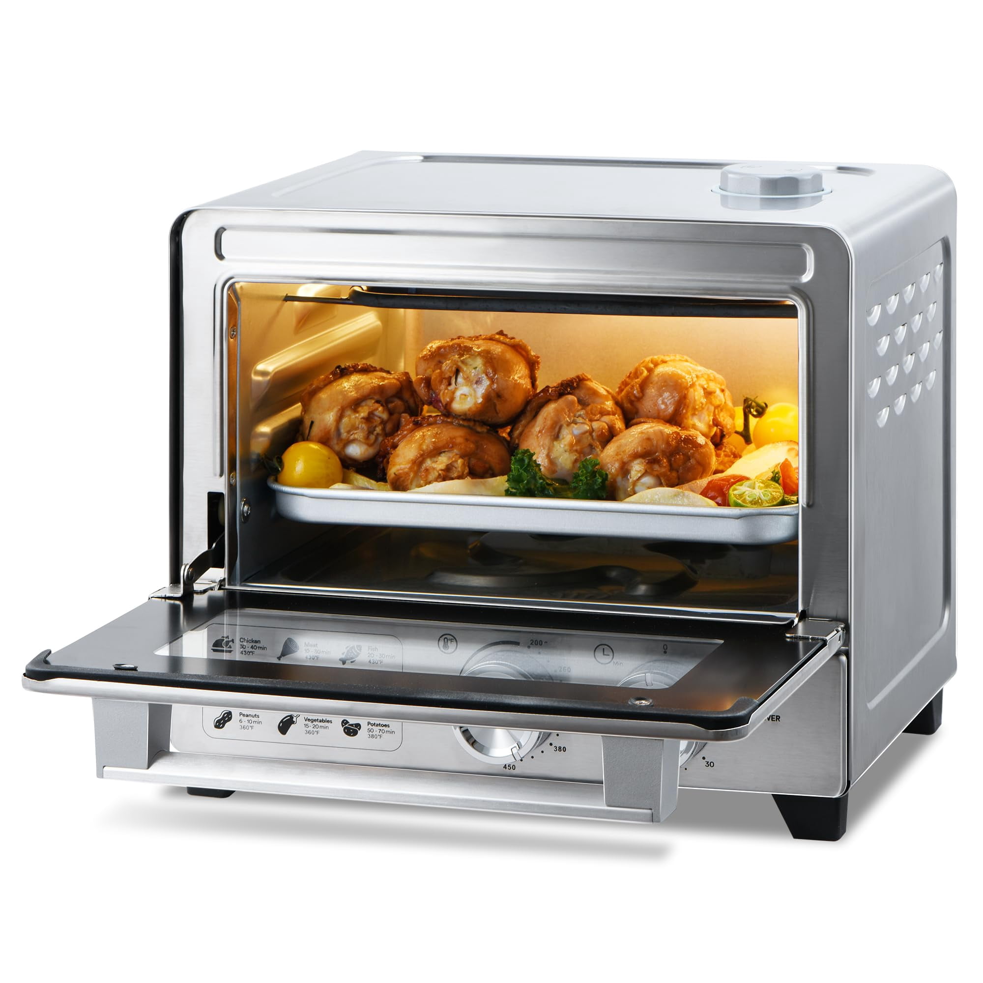 13QT Compact 6-in-1 Steam Oven, Stainless Steel Countertop Convection Oven, Fast Preheat, Air Fry, Bake, Roast, Broil, Reheat & Steam, Perfect for Sm