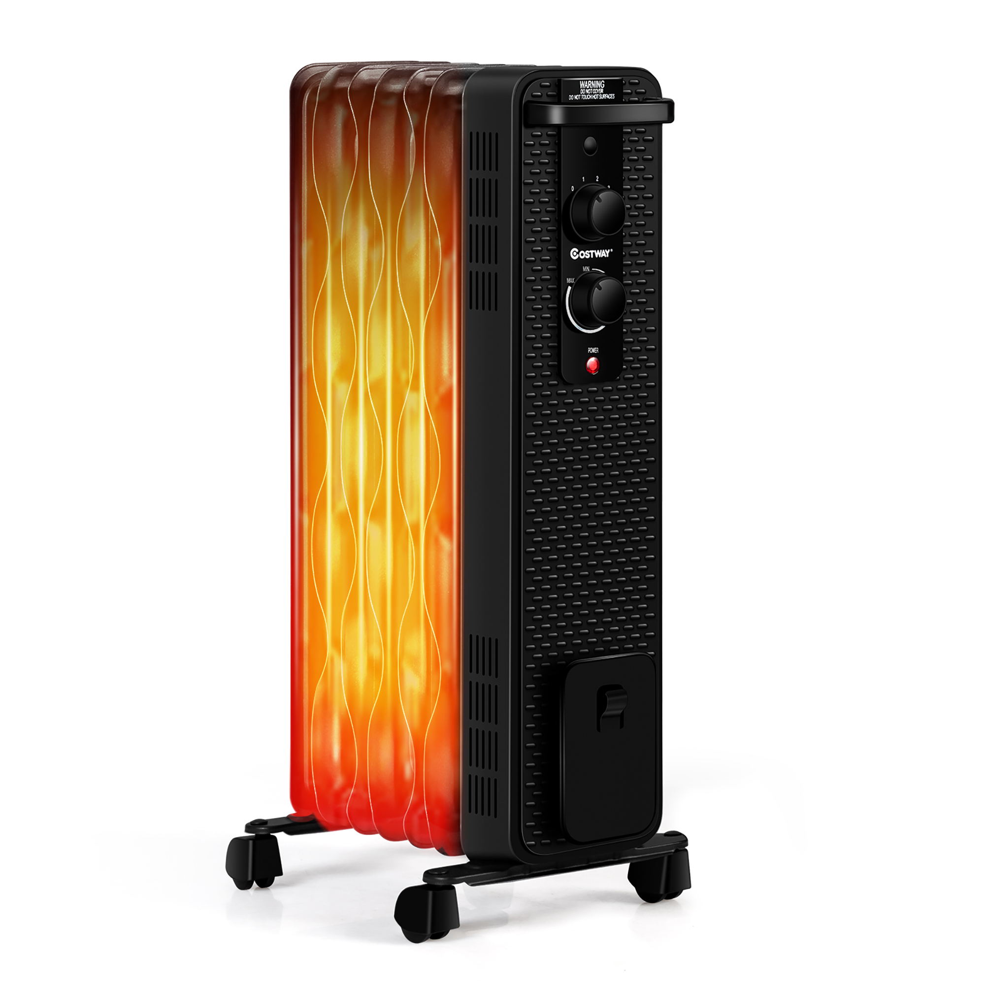 Costway 1500W Oil-Filled Heater Portable Radiator Space Heater w/Adjustable Thermostat Black