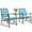 Blue, variant on Outsunny Patio Double Glider Chair with Glass Top Center Table, Outdoor Glider Chair with High Back, Sling Fabric for Garden, Bench, Grey