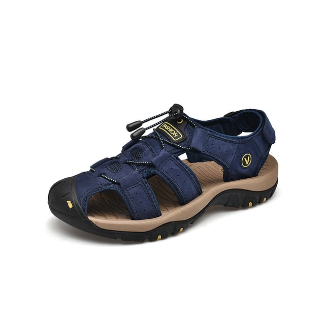 UKAP Mens Sandals Drawstring Beach Shoe Closed Toe Fisherman Sandal Men's Driving Shoes Lightweight Blue 12