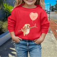 thumbnail image 2 of PMVFHDE Chandails à Col Rond Fille Automne et Hiver Saint-Valentin à la Mode et Intéressant Imprimé Chiot Chandail à Capuchon pour Enfants Rouge Melon D\'eau, 2-3 Ans, 2 of 4