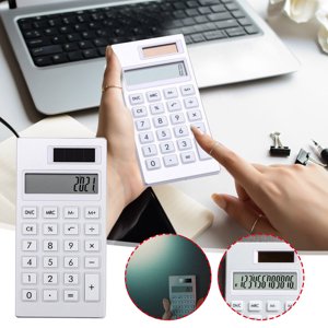 Solar Powered Calculator 12 Digit Display | Mini Pocket Calculator for Students | Quiet Exam Portable Computer | Aluminum Desktop Calculator for Office, Home, and School Use