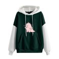 thumbnail image 1 of Penkiiy Hoodies pour Femmes Mode Décontractée Imprimé Col Rond Manches Longues Amples Hauts Courts Blouse Sweat-Shirts Sans Capuche Vêtements Verts Y2K, 1 of 5