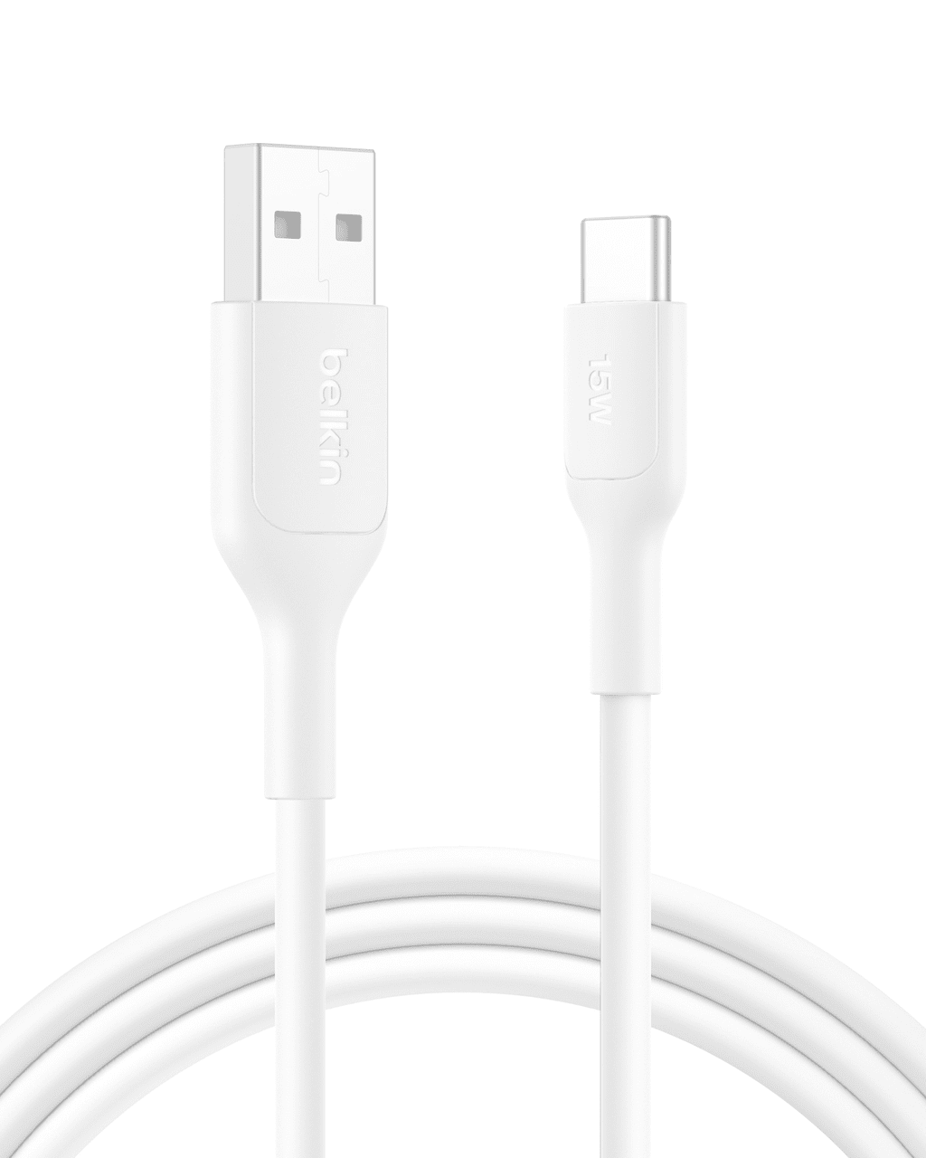 Belkin BoostCharge Eco USB A to USB C Cable (2M/6.6ft. 15W) - Soft, Flexible Fast Charging Cable, Type C Charger Cord for iPhone 16 & 15 Series, Galaxy S25, Pixel 9, iPad Pro, & More - White (USB 2.0)