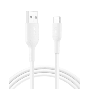 Belkin BoostCharge Eco USB A to USB C Cable (2M/6.6ft. 15W) - Soft, Flexible Fast Charging Cable, Type C Charger Cord for iPhone 16 & 15 Series, Galaxy S25, Pixel 9, iPad Pro, & More - White (USB 2.0)