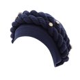 thumbnail image 2 of Fashion Women Beading Braid Hat Muslim Ruffle Cancer Wrap Cap Sleep Caps Satin Lined Hair Bonnets, 2 of 2