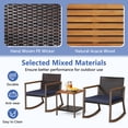 thumbnail image 4 of Gymax 3PCS Rattan Rocking Chair Bistro Set Armrest Cushion Table W/ Storage Shelf Patio, 4 of 6