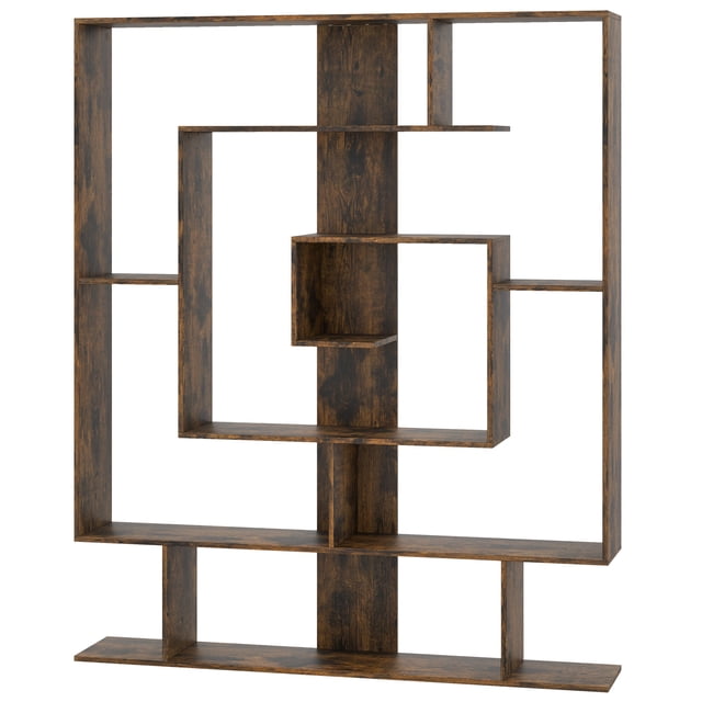 Costway Bibliothèque à 7 Niveaux, Bibliothèque Géométrique avec 2 Trousses Anti-Basculement en Brun Rustique. Cette Bibliothèque en Bois d'Ingénierie Présente un design Géométrique avec Plusieurs Étagères Ouvertes pour Ranger des Livres, de la Déco et des Plantes. Elle Comprend Deux Trousses Anti-Basculement pour une Sécurité Accrue, un Panneau Arrière Renforcé et des Patins de Protection pour Prévenir les Égratignures du Plancher. la surface Lisse et les Couvercles à Trous de Vis Assurent un Entretien Facile. Dimensions : 49,5 Pouces de long, 8,5 Pouces de Large et 59 Pouces de Haut.