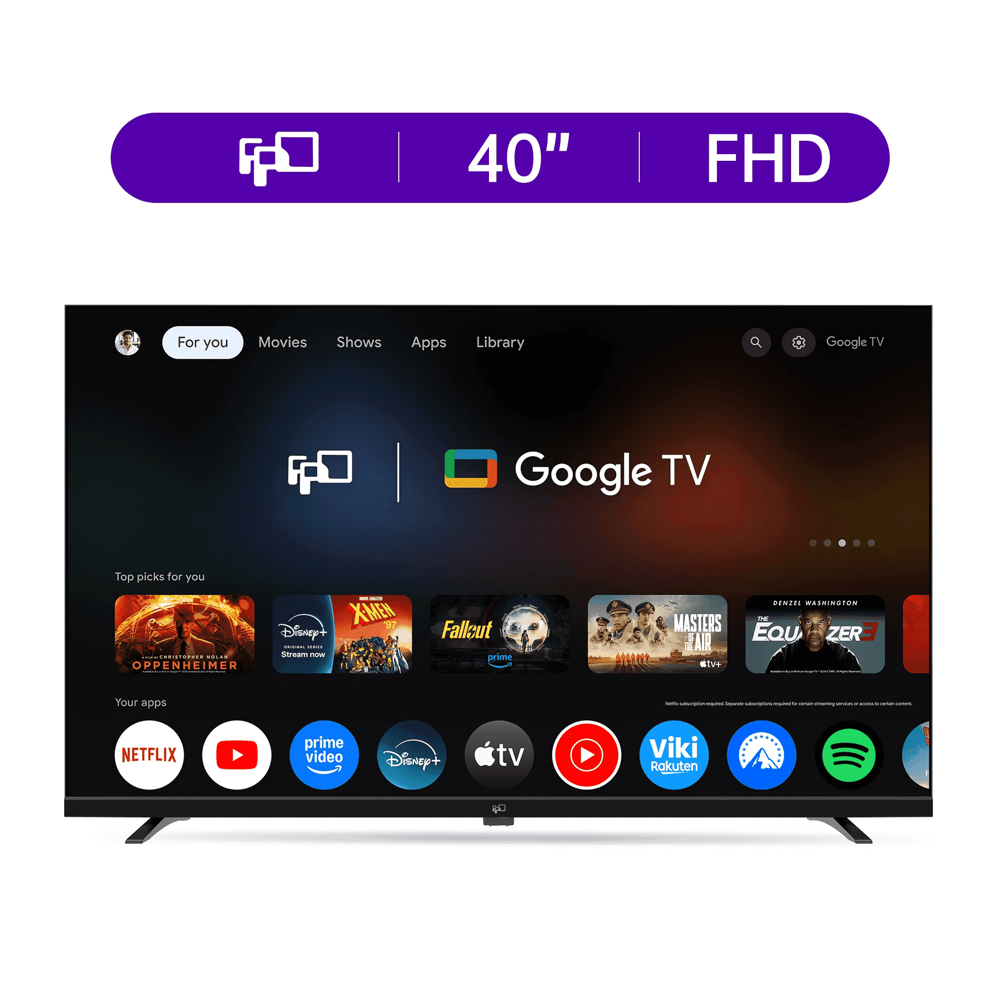 FPD 40-inch Smart TV, 1080P FHD Google TV with Google Play Built-in Google Cast, Dolby Audio, HDR 10, Flat Television with Google Assistant Voice Remote