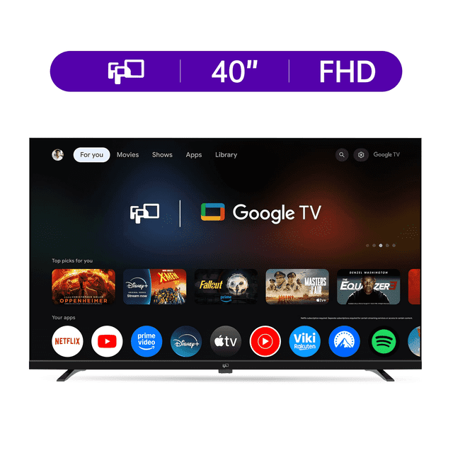 FPD 40-inch Smart TV, 1080P FHD Google TV with Google Play Built-in Google Cast , Dolby Audio, HDR 10, Flat Television with Google Assistant Voice Remote